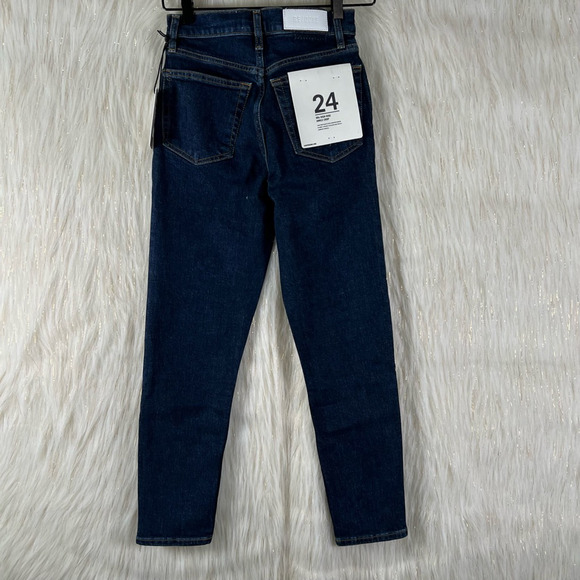 NWT Re/Done 90s High Rise Ankle Crop Jeans Womens Size 24 Dark Rinse Blue - Picture 7 of 13